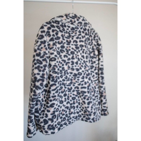 BILLABONG Womens Cozy Days Sherpa Fleece Jacket Leopard Snap Closure SZ S - Picture 9 of 10